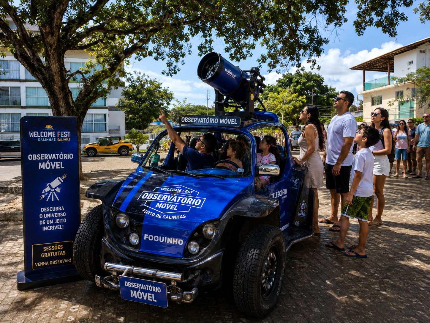 Observatório Móvel montado sobre bugue durante o evento